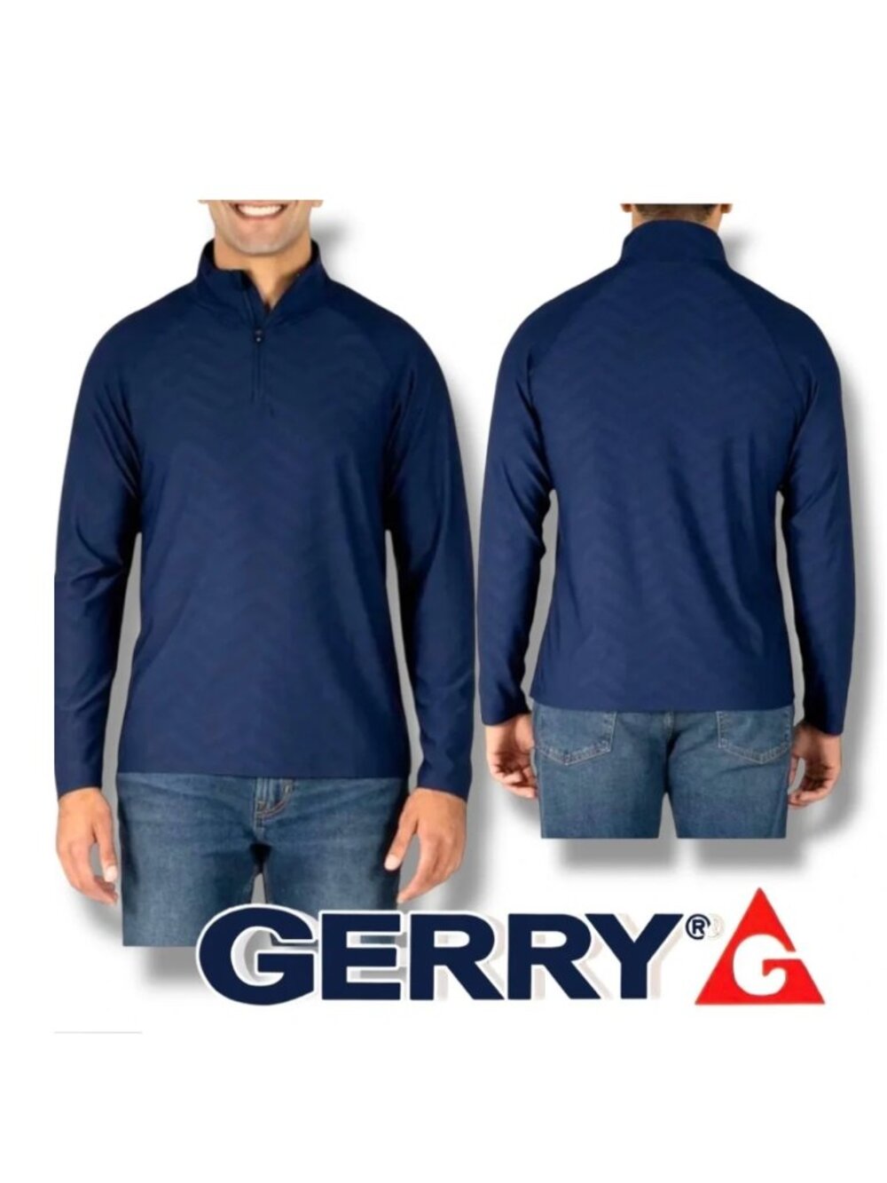 Mens Quarter Zip Pullover Gerry Moisture Wicking Top Long Sleeve Size XL